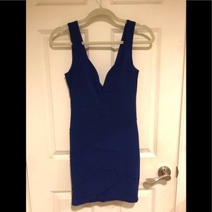 Windsor Navy Blue Plunge Neck Bandage Dress